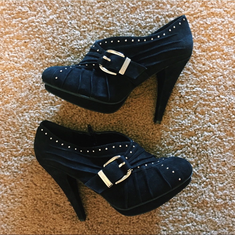 Black Suede Heeled Booties