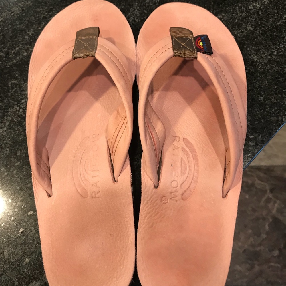 EUC Pink Rainbow Flip Flops