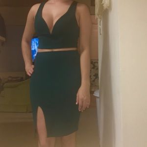 Two Piece Emerald Green Dress