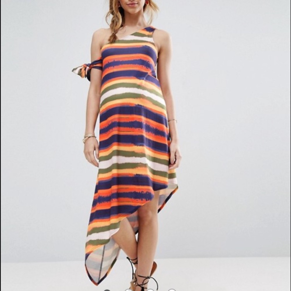 ASOS Maternity Painted Stripe One Shoulder Dress