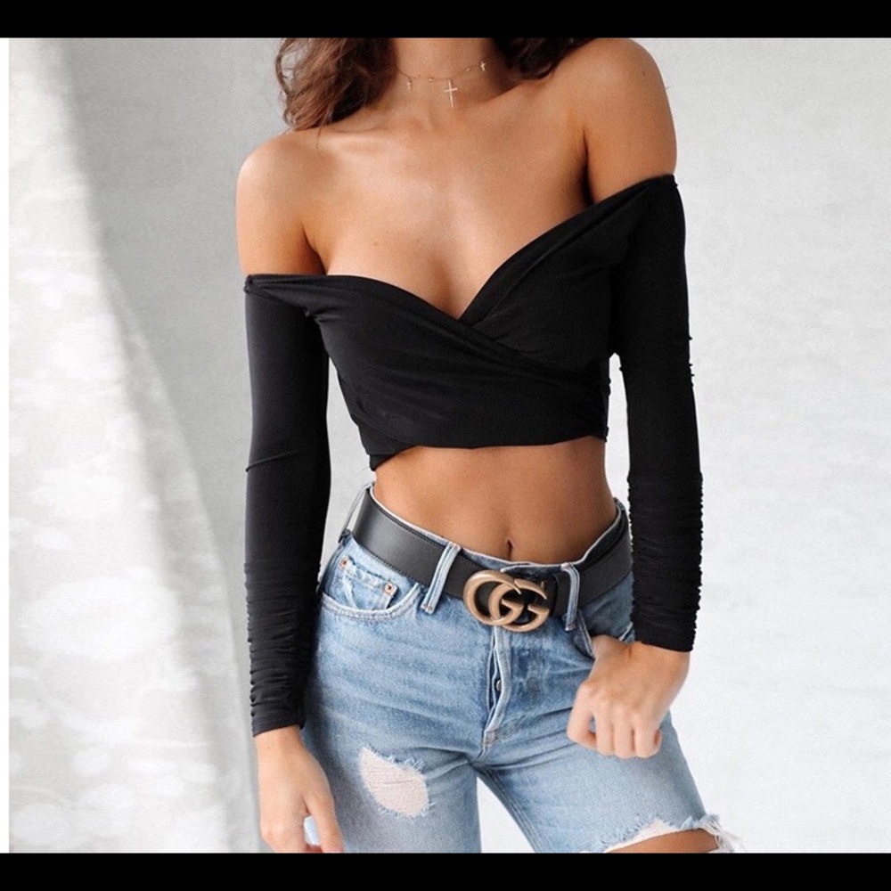 🍓Long sleeve off the shoulder -Black🍓