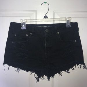 Black distressed American eagle shorts