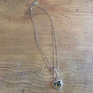 BETSEY JOHNSON leopard heart with bow necklace