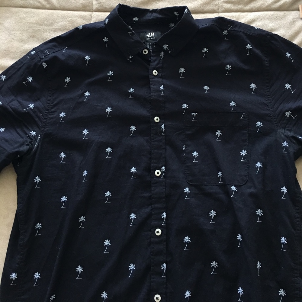 Men's shirt sleeve button up with palm trees