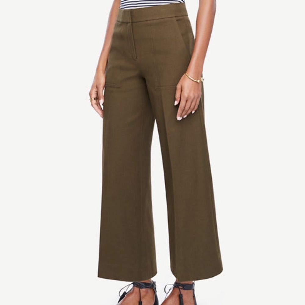 Ann Taylor Wide Leg Marina Trouser in Camo Green