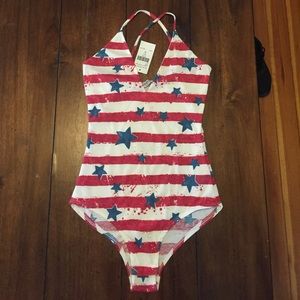 American flag body suit size small