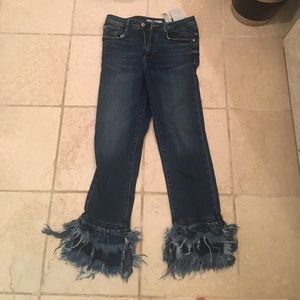 Zara ruffle bottom jeans.