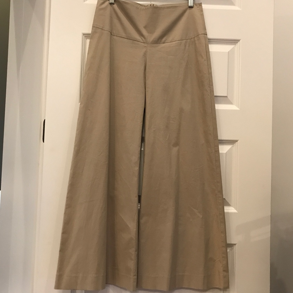 Italian made sateen wide leg cropped pant