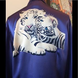 Silk blouse white tigers