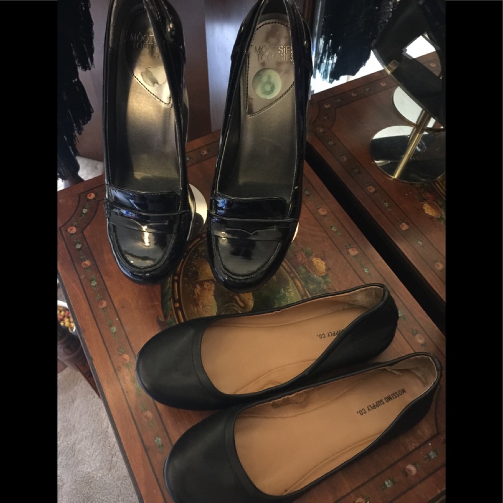 2Prs Blk Patent loafers&Ballet Styl Slippers 881/2