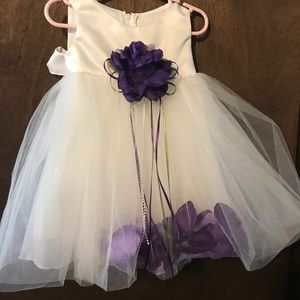 White Toddler dress with Purple flowers