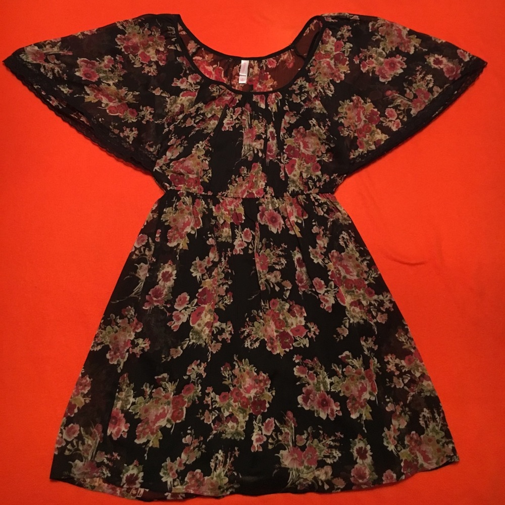 Xhilaration black floral dress