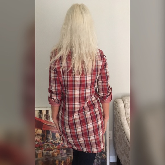 LAST 1! ❤️ Long line split side plaid tunic - Picture 3 of 3