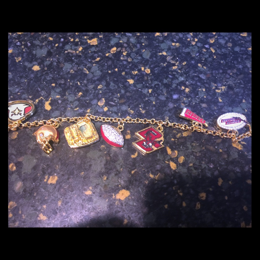 Gold plated Boston College charm bracelet.