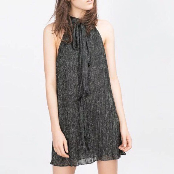 Zara Dresses & Skirts - Nwt Zara metallic thread halter dress