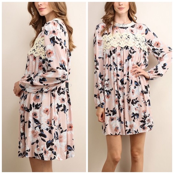 LAST 2! 🌸Stunning Dusty Pink Lace detail dress! - Picture 5 of 5