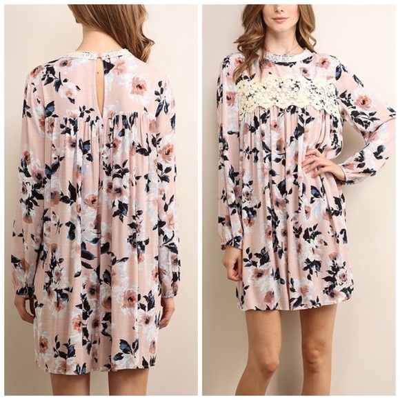 LAST 2! 🌸Stunning Dusty Pink Lace detail dress! - Picture 4 of 5