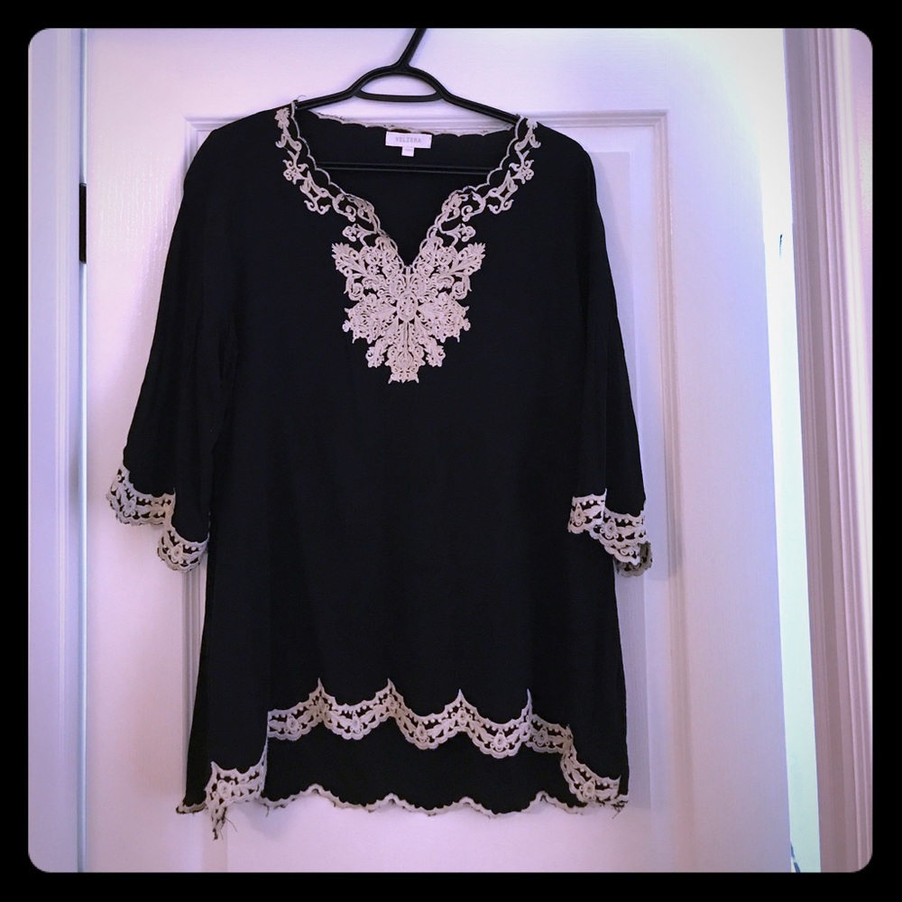 Super cute black and cream lace blouse