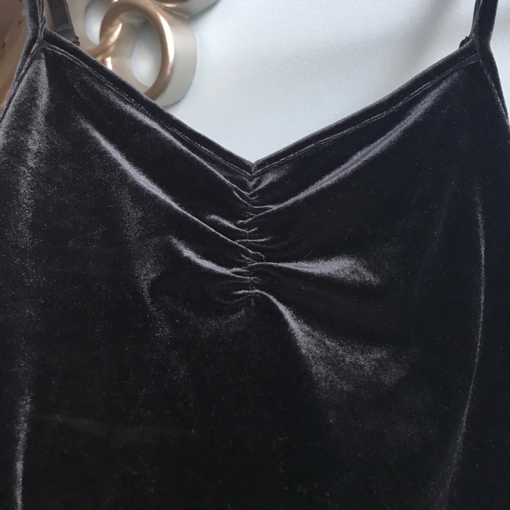 Midnight Blue Velvet Ruched Tank