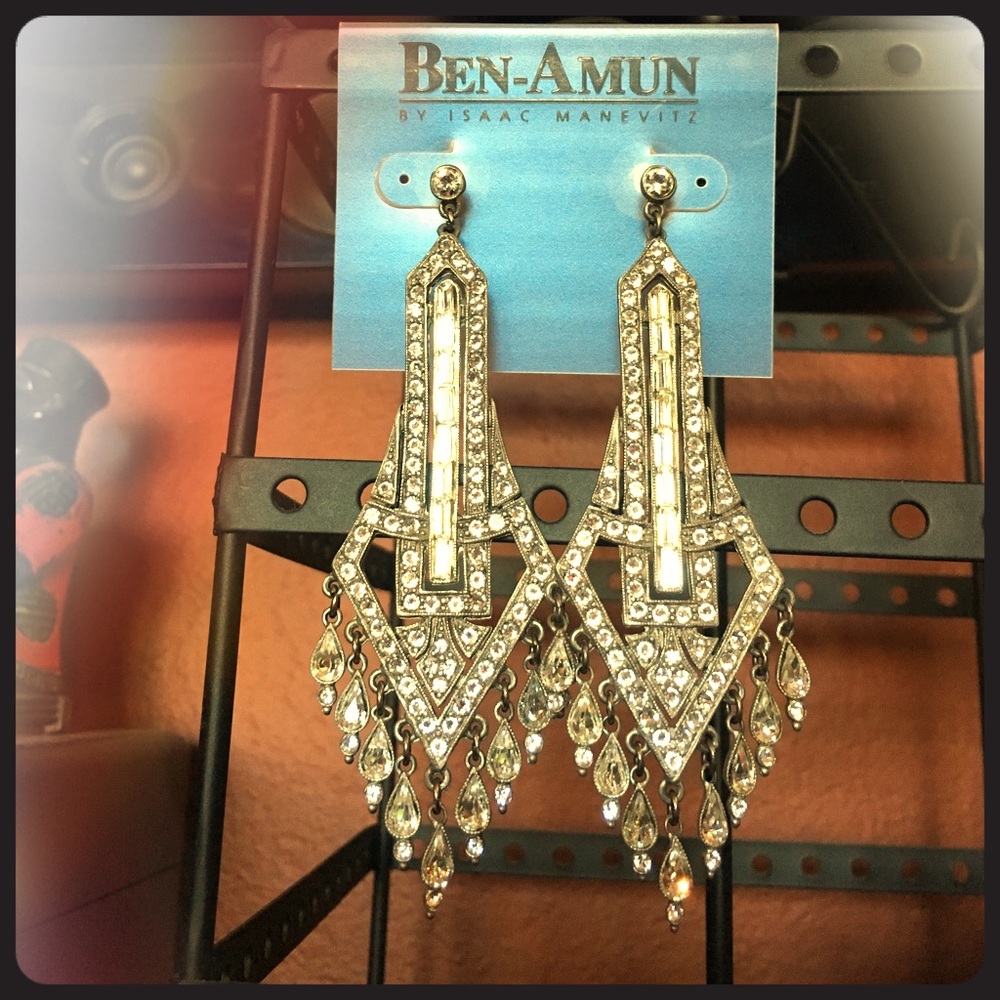 Glamorous Art-Deco Ben-Amun earrings.