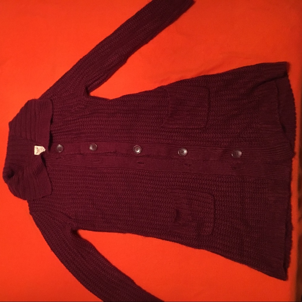 Faded Glory small maroon long cardigan/sweater
