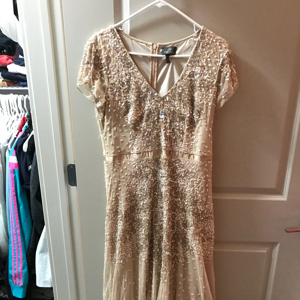 Adrianna Papell Cap-Sleeve Embellished Gown