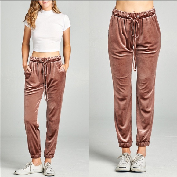 Active USA Pants - Velvet jogger pants-LARGE