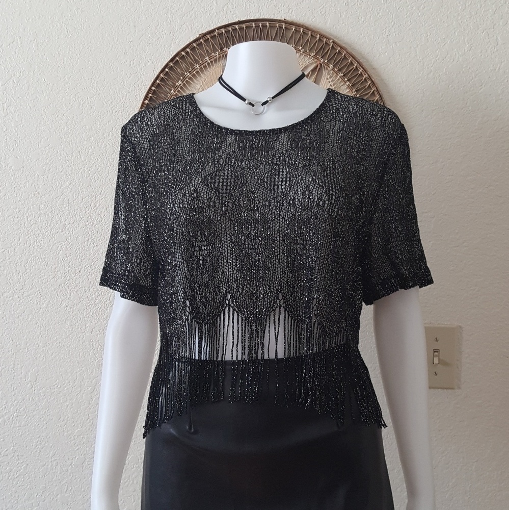 Crocheted fringe top