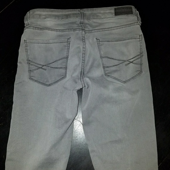 ✅ Aeropostale 0 Grey Distressed Stretch Jeans - Picture 2 of 4