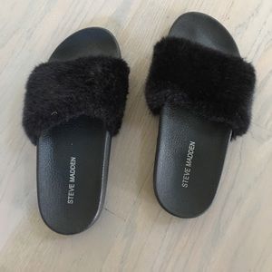 Steve Madden fur slides