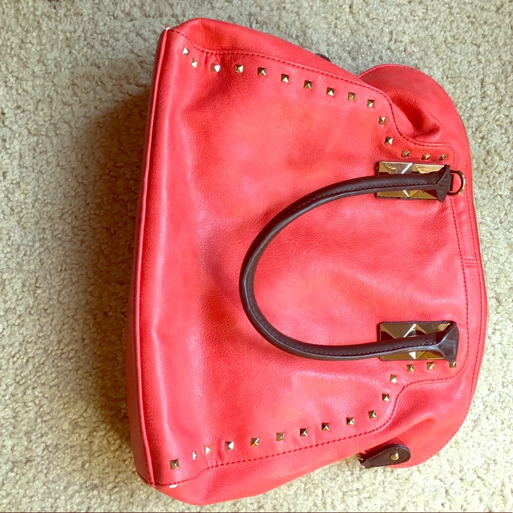 Red vegan leather purse