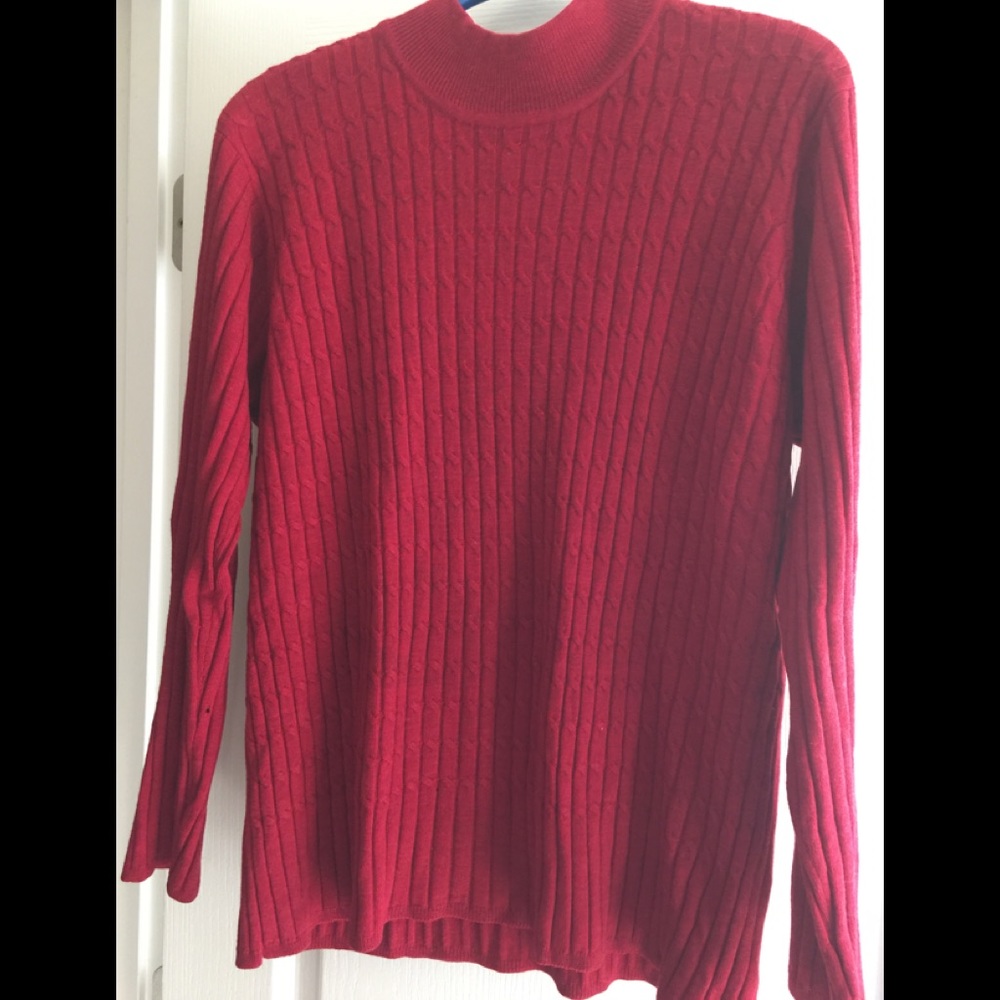 Evan Picone CranRed Cabled Mock lTurtleneck 1X