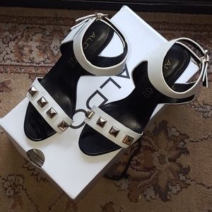 Aldo black and white strappy heels