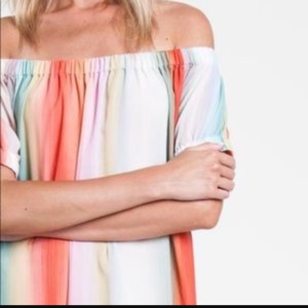 DRA "sunrise" multicolored off the shoulder top
