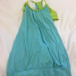 Lululemon blue and green halter top, size 6