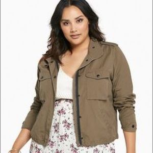 Brown utility fashion jacket from torrid