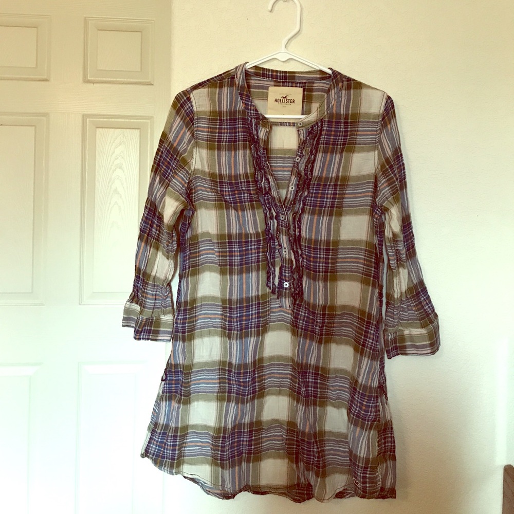 Cute Green Plaid Flannel Dress