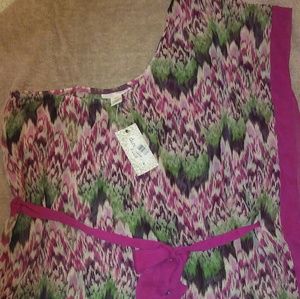 Beautiful fuscia and green ikat print blouse