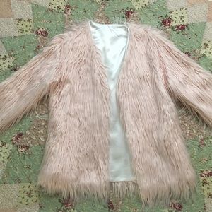 Dusty pink fuzzy coat!