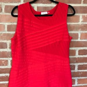 Calvin Klein red ruffle body con work wear dress