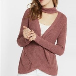 Express cross-front choker sweater