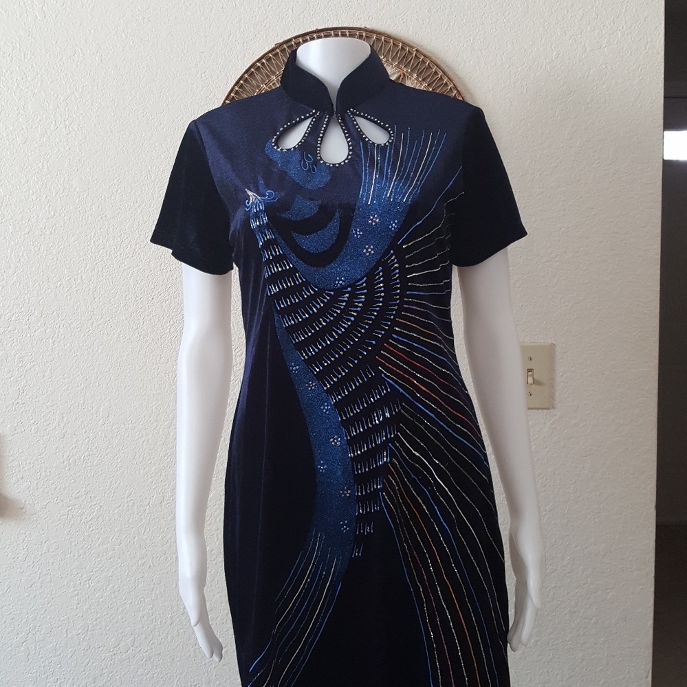 Glitter peacock maxi dress
