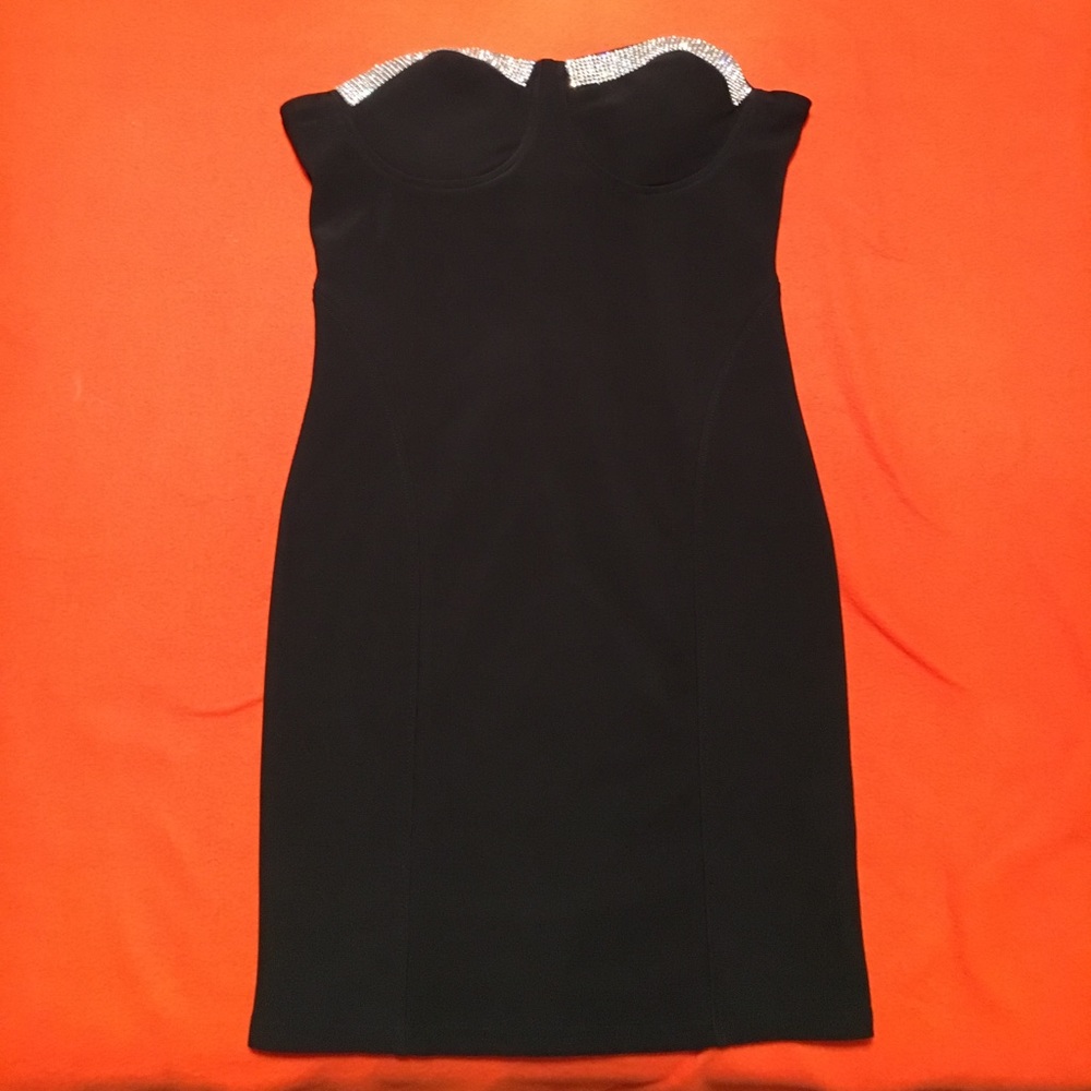 Forever 21 black with rhinestones strapless dress