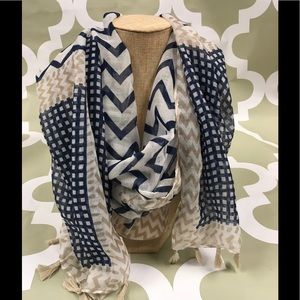 Navy Chevron print Scarf
