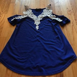 Lace cold shoulder top