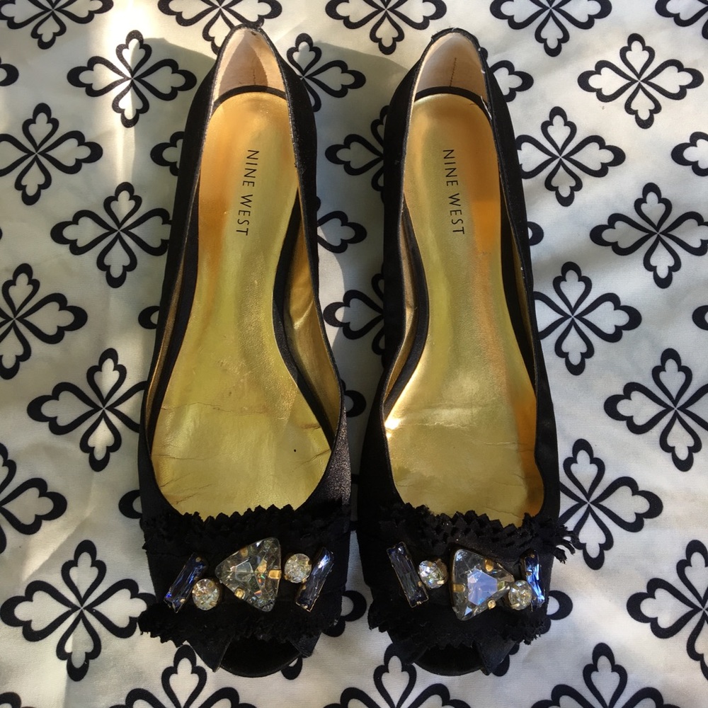 Nine West Jeweled Peep toe flats