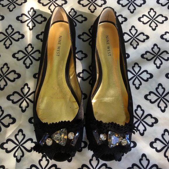 Nine West Jeweled Peep toe flats - Picture 1 of 6