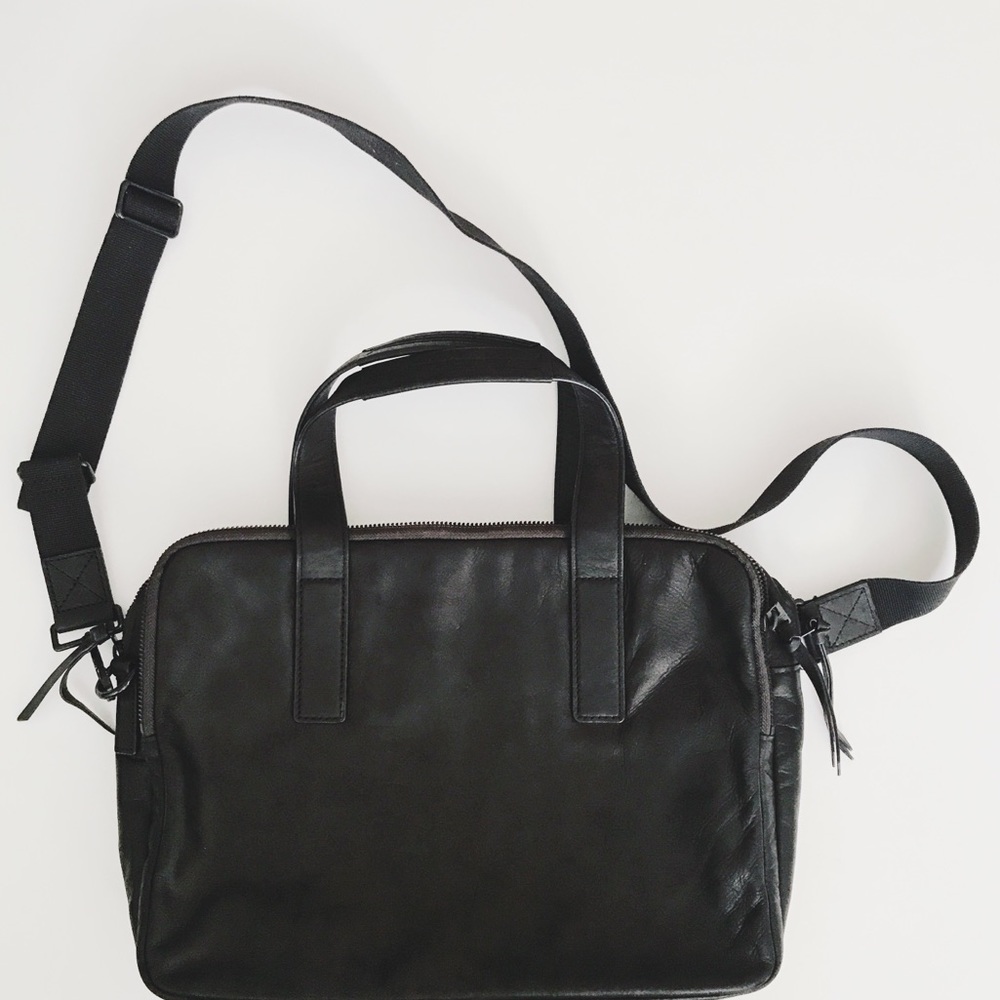 AllSaints Black Leather Boundary Workbag