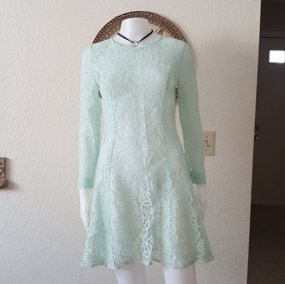 Mint green lace dress
