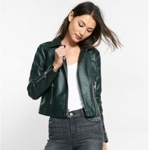 NWOT Express dark green faux leather jacket $148 M